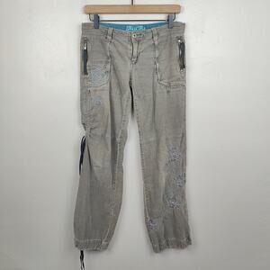 Vintage Y2K Miss Me Corduroy Rave Pants Womens‎ Small Taupe Cargo Utility Vtg
